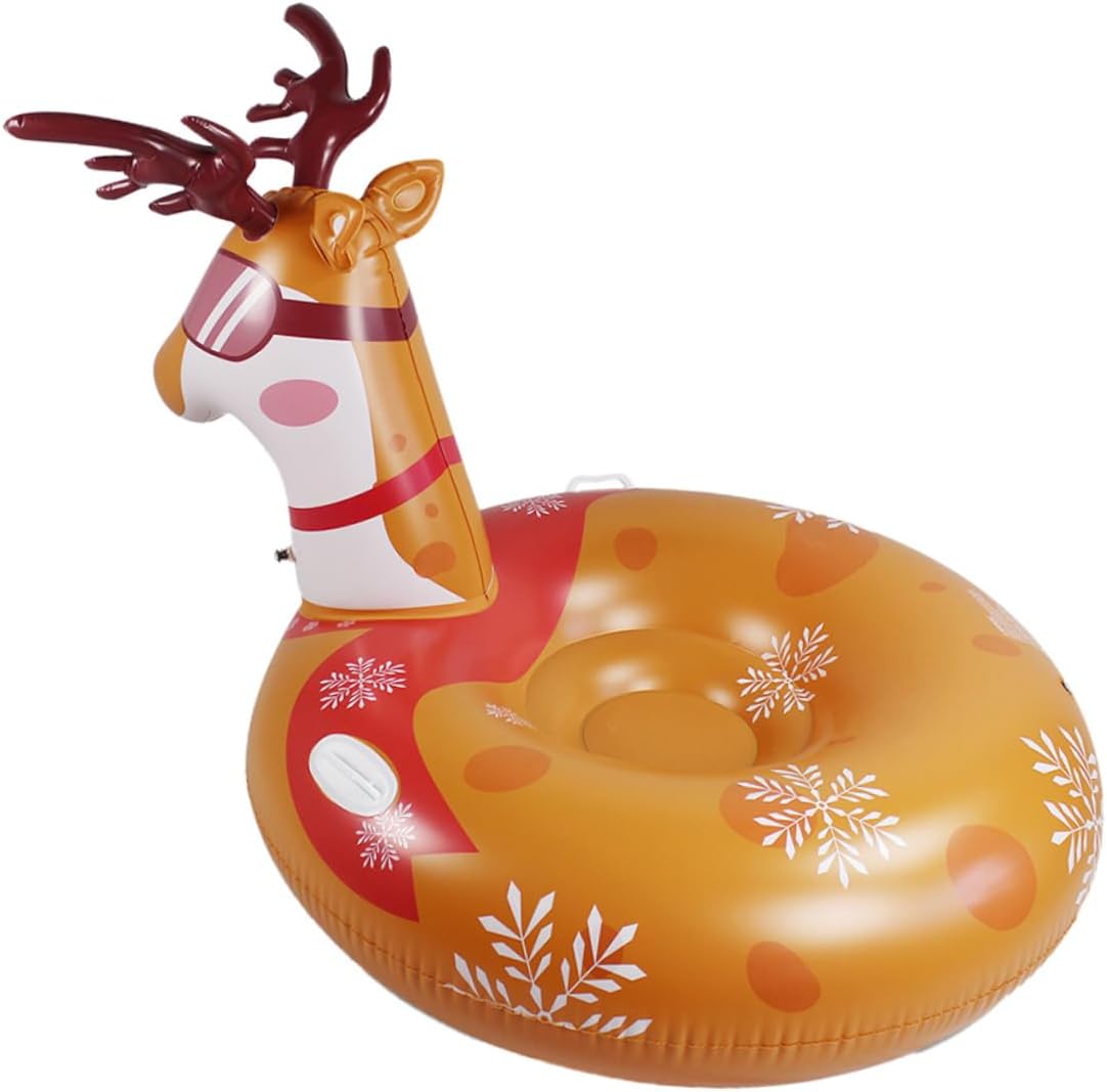 Inflatable PVC Snow Sled Tube Heavy Duty Thickened Wear Resistant Outdoor Snow Tube for Adults with Safety Valve Lightweight and Portable Camping Sled