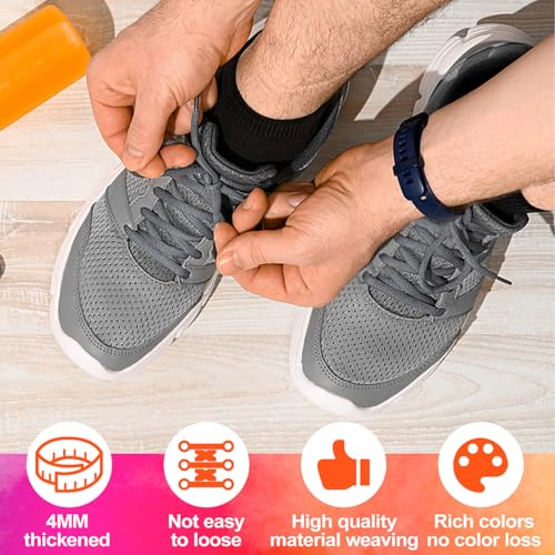 Image of Oval Athletic Shoelaces Thick 4MM DELELE Half Round Shoe Laces Strings 2 Pair
