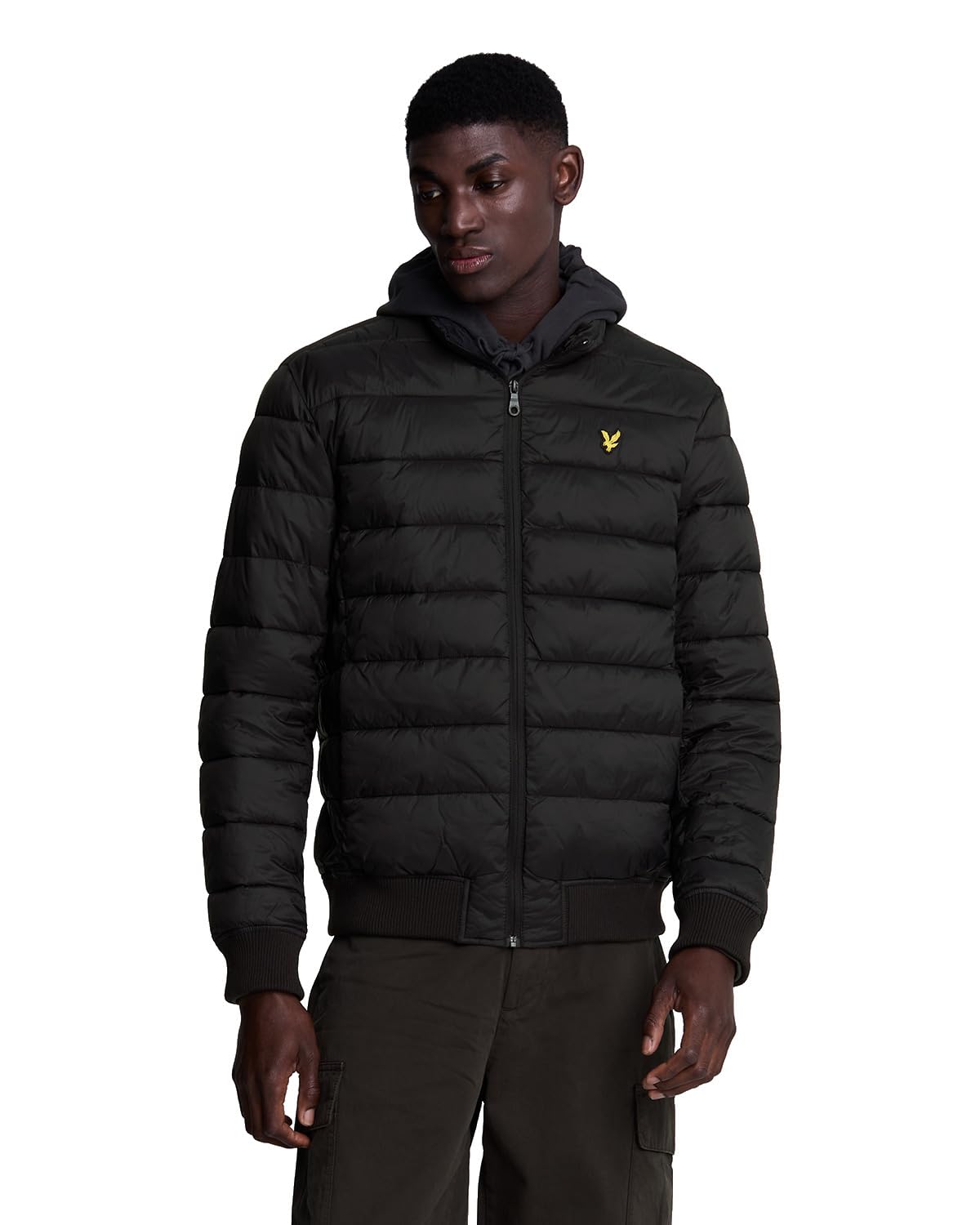 Lyle & Scott Men's Jet Black Funnel Neck Wadded Jacket