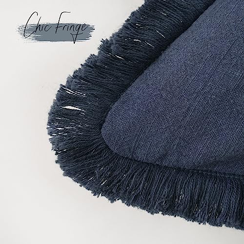 image for Foindtower Set of 2 Decorative Linen Fringe Throw Pillow Covers Cozy B