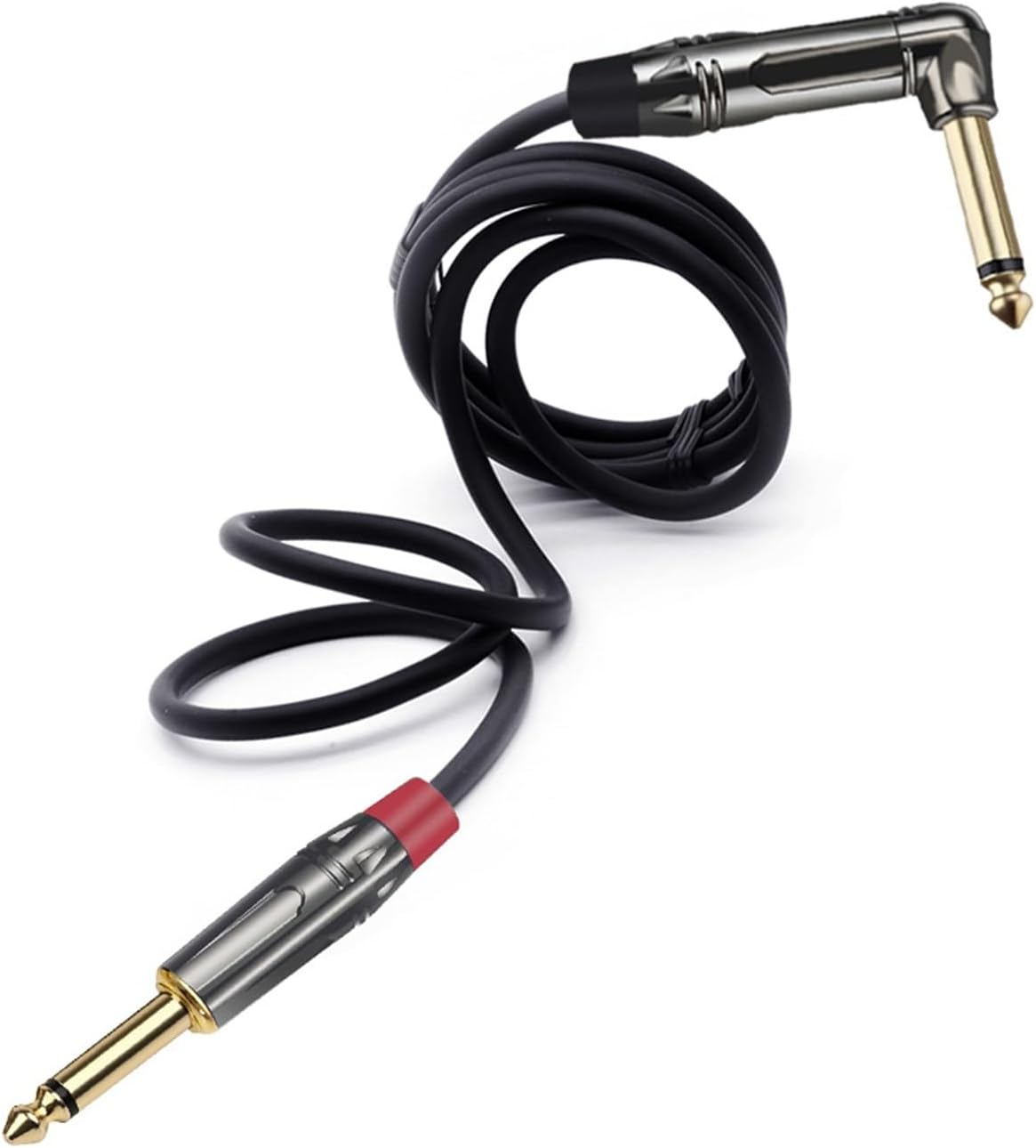 6.35mm モノオス - ライトアングル 6.35mm オスケーブル ラグジュアリー ガンメタル マイク プラグ スピーカー コネ