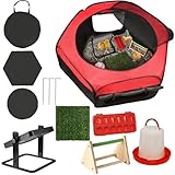 Brooder Box for Chick Starter Kit - 2026 Upgrade Dual Door Chicken Brooder Pen/Playpen/Tent with 10*10 in Brooder Heating Plate,Nesting Pad,Chicks Feeder＆Waterer,Chick Perch Up to 15 Chicks,Duck,Quail