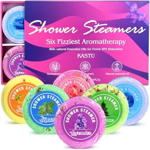KASTU Aromatherapy Shower Steamers Tablets - Bath Bombs Gift Set,6 Pcs Fizzy Spa Bath Bomb,Relaxing,Bubble Bath Bomb with Essential Oils Gifts Idea for Men Women (6 Pcs Aromatherapy Shower Steamers) Cover