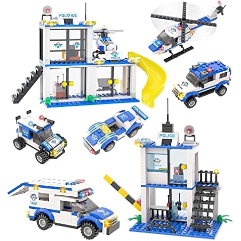 City Police Building Blocks Set, City Police Station with Cop Cars, Helicopter, Prison Van, Off Road Vehicle, Escort Car, Roleplay Construction STEM Building Block Toy Gifts for Boys Girls Age 6-12 Cover