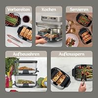 Ninja CRISPi DualZone Glas Air Fryer, Heißluftfritteuse mit 2 Körben, 8 Funktionen, zwei Gerichte gleichzeitig zubereiten, PFAS-freie Glasbehälter, Stein Gold DD103EUSD1 – Ansicht 7