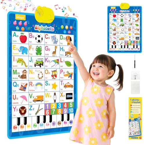 Image of PATPAT Alphabet Charts for Kids Learning, Early Education Cartoon Alphabet Musical Book for Kids, Interactive Educational Toys for 3 Year Old, 41x55.5 CM, Blue