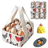 Panier de collecte d'œufs avec 9 sacs - En tissu résistant - Pour œufs frais - Mini panier de collecte d'œufs - Pour poulailler, poulailler, canard, oie - Cadeau (A)