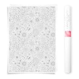 Poster floral à colorier - Grande affiche 50 x 70 cm remplie de motifs de fleurs détaillés et harmonieux, idéale pour une activité créative relaxante et un moment de détente à la maison.