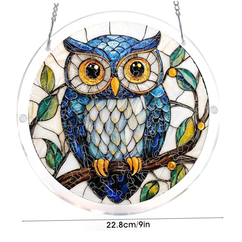 Rompecabezas de búho acrílico de 83 piezas, regalo original de estilo vitral 7