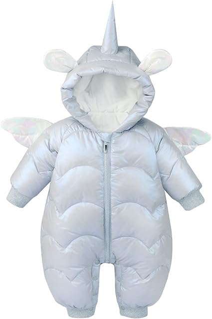 Baby Winter Romper Overalls Hooded Warm Snowsuit Jumpsuit Fleece Jacket Coat Outfits for Toddler Baby Boys Girls 0-3 Months