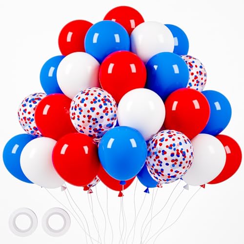 Image of Voircoloria 105pcs Red White Blue Balloons 12inch Party Latex Balloons for 4th of July Independence Day Graduation Anniversary Party Decorations