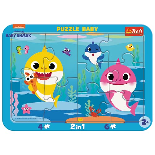 Trefl Baby con Marco, para niños a Partir de 2 años Puzzle, Color Tiburones Felices, Shark