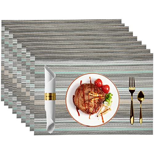 Thickoad Platzsets,rutschfest Abwaschbar Tischsets,PVC Abgrifffeste Hitzebeständig Platzdeckchen,für Zuhause Restaurant Speisetisch und Hotel (8er Set, Grün) Cover