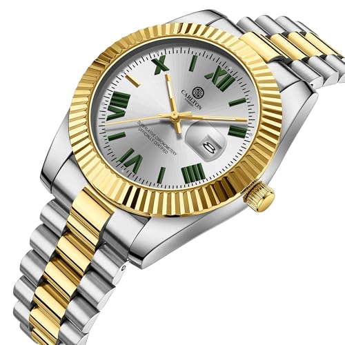 Image of Carlton London Charles Men Analog Watch, Round Dial, Stainless Steel Strap, Quartz Movement, 40 mm Case, Premium Thick Design, 30M Water Resistant, Formal Casual Wear
