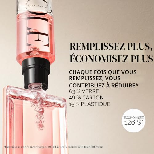 Lancôme - Idôle - Eau de Parfum - Fragrance aux Notes Fraîches et Floral Chypré, Parfum pour Femme - Flacon Rechargeable - 50 ml - Fabriqué en France