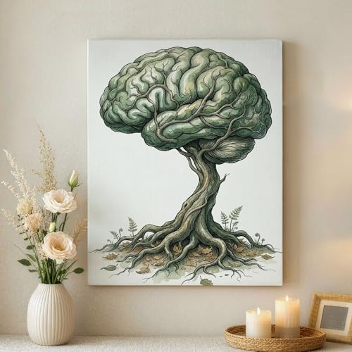 Toile murale abstraite verte aux couleurs durables pour chambre