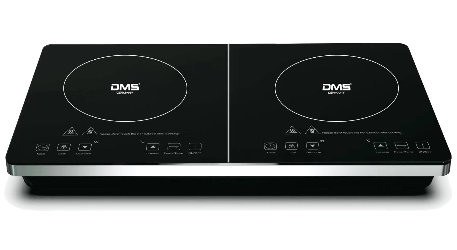DMS® DIC-3500 Indukcyjna płyta grzewcza, podwójna, mobilna, 3500 W, sterowanie dotykowe z czujnikiem, timer 3 godziny, z tworzywa szklano-ceramicznego