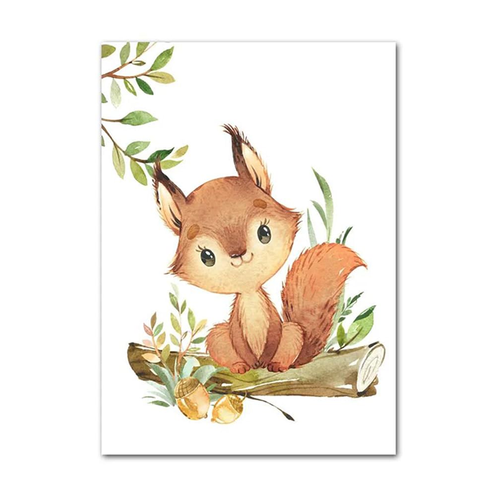 6 Affiches Animaux Jungle Safari pour Chambre Enfant - Décoration Murale Bébé 21x30cm - Poster Forêt Savane - Cadeau pour Garçon Fille