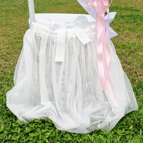 Falda de silla de tul blanco esponjosa para eventos y bodas 6