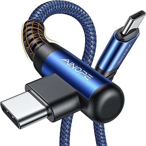 Image of AINOPE USB C Cable 60W 2-Pack 3.3ft Nylon Braided USB C to USB C Cable Type C Charger Fast Charging Right Angle USBC Cable Charger Cord for iPhone 16 Pro Max 15 Plus Samsung S24 S23 iPad Pro Blue