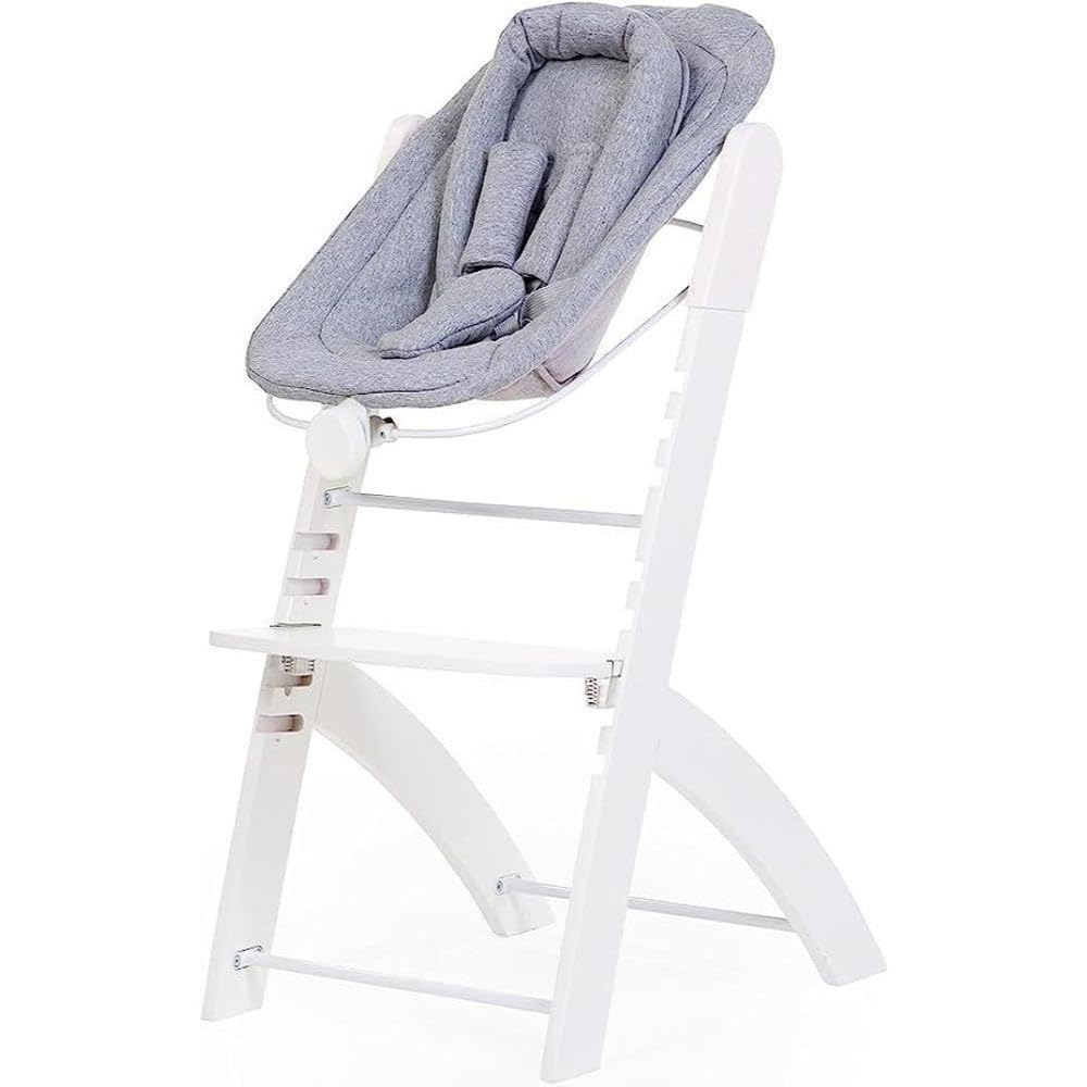 CHILDHOME, Hamaca compatible con la trona Evosit de Childhome, desde el nacimiento, hasta los 6 meses, varias reclinaciones, arnés de 5 puntos, Jersey 100% algodón Oekotex, blanco