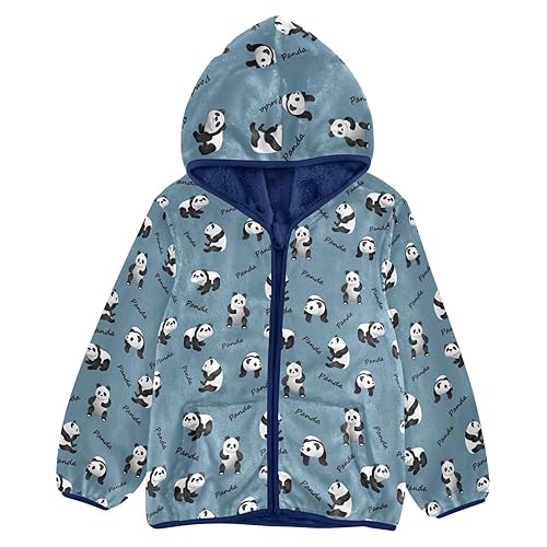 Cute Panda Boys Fleece Hoody Jacket Zip Up Coat Warm Fall Winter Plush Jacket Long Sleeve Outerwear