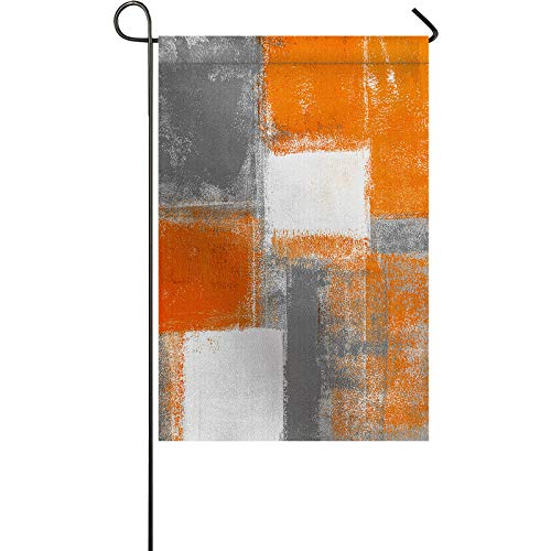 Chees D Zone Welcome Garden Flag Orange Grey Geometric Oil Painting,Double Sided Vertical Yard Flags Modern Abstract Art,House Banner For Party Holiday Outdoor Porch Home Decor 28X40In #TOP30