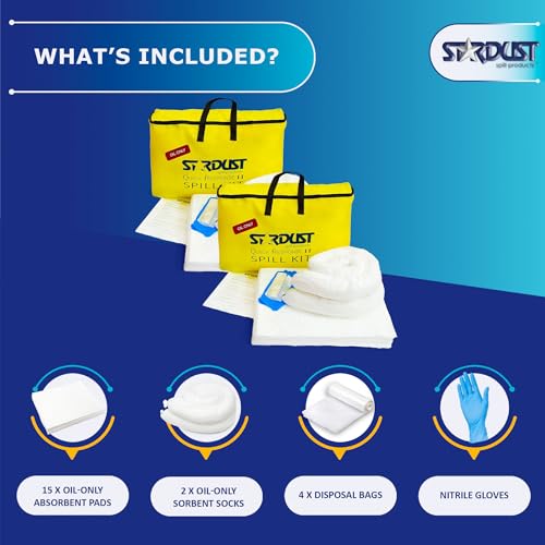 STARDUST Super Absorbent Stardust Spill Products 2-Pacote, Kit de Derramamento Somente de Óleo de Re