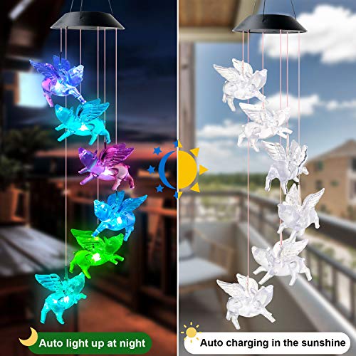 Pig Wind Chimes Gifts For Kids Garden Decor Garden Gifts Solar Wind Chimes Solar Lights Outdoor Decorative Color-Changing Led Light Solar Powered Mobile Hanging Chimes. #TOP3