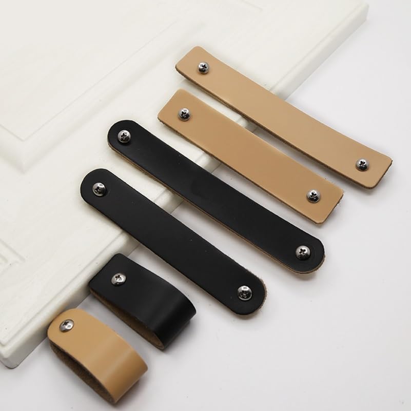 Poignées en cuir pour armoire et tiroir chic avec finitions dorées NALsa