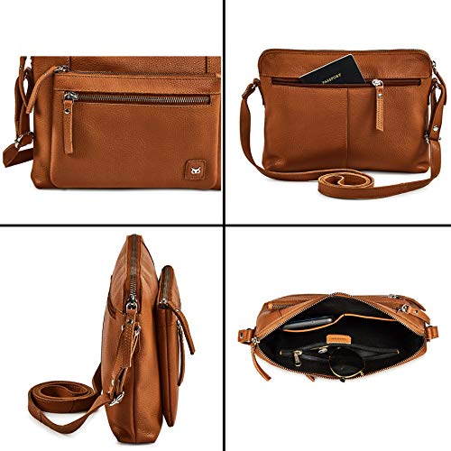 Wise Owl Accessories WO-6396.25335129_EU Small Soft Pebbled Real Leather Crossbody Handbags Purses Triple Zip Premium Sling Crossover Shoulder Bag thumb #5