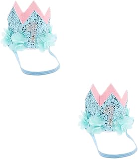ibasenice 2pcs infant headbands baby boy birthday first birthday headband baby boy hats crown for kids baby boy bonnet Crown Hat Flower Birthday Crown Infant Birthday Hat headgear baby girl