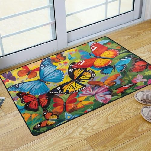 UMIRIKO Butterfly Colorful Vivid Kitchen Rug Mats Anti Fatigue Non Slip Mats Kitchen Mats for Floor Kitchen Decor 36x24 Inch 202a6297