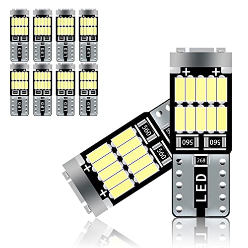 Miytsya Pack-10 LED Light Bulb, T10 26-SMD 3014 Car LED Replacement Bulbs, Super Bright Car LED Bulb Kit, Universal LED Interior Replacement Bulbs for Car Map, License Plate Lights Bulbs (White)
