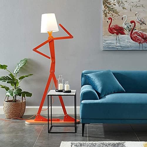 HROOME Cool Creative Floor Lamps Wood Tall Decorative Corner Reading Standing Swing Arm Light for Living Room Bedroom Office Farmhouse Kids Boys Girls Gift - with LED Bulb (Orange) 2 51QAf8LG7dL. AC