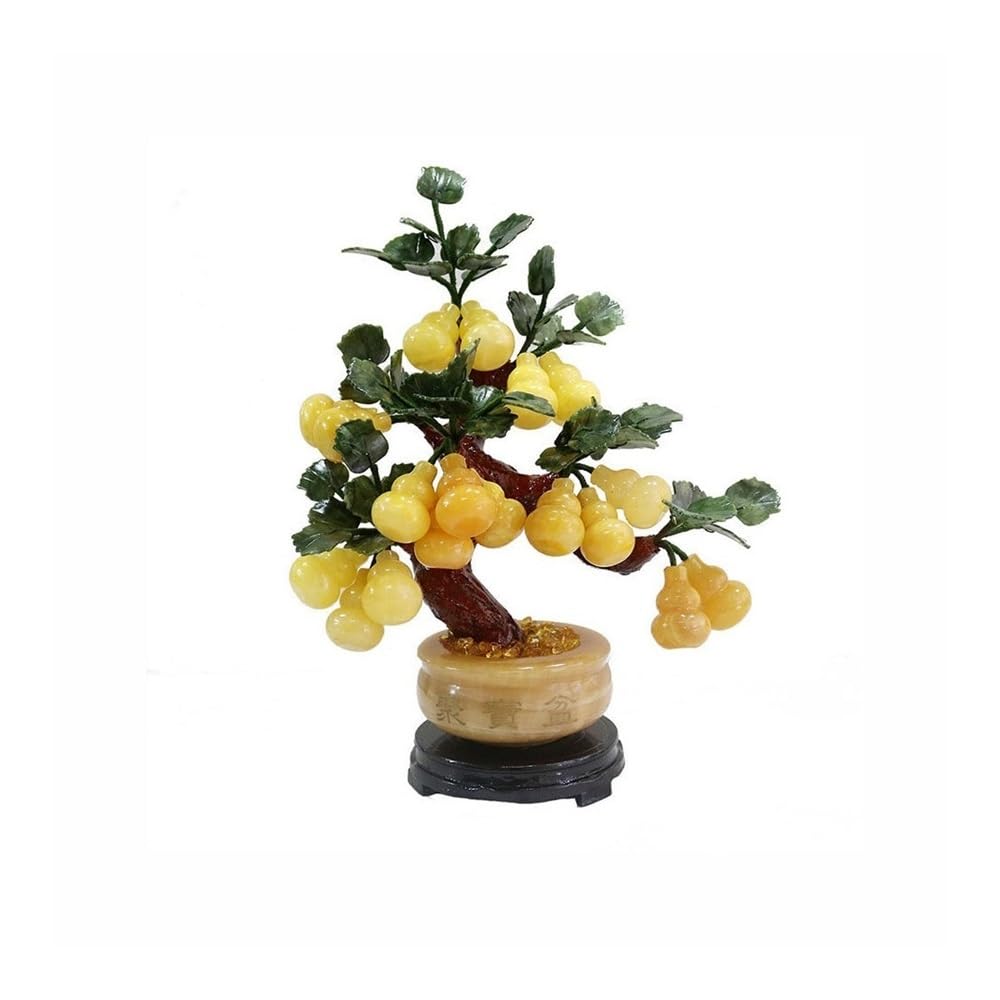 CHENGAIJIAN Artificial Bonsai Tree, Jade Ornaments and Feng Shui Potted Plants - Artificial House Decoration(L)