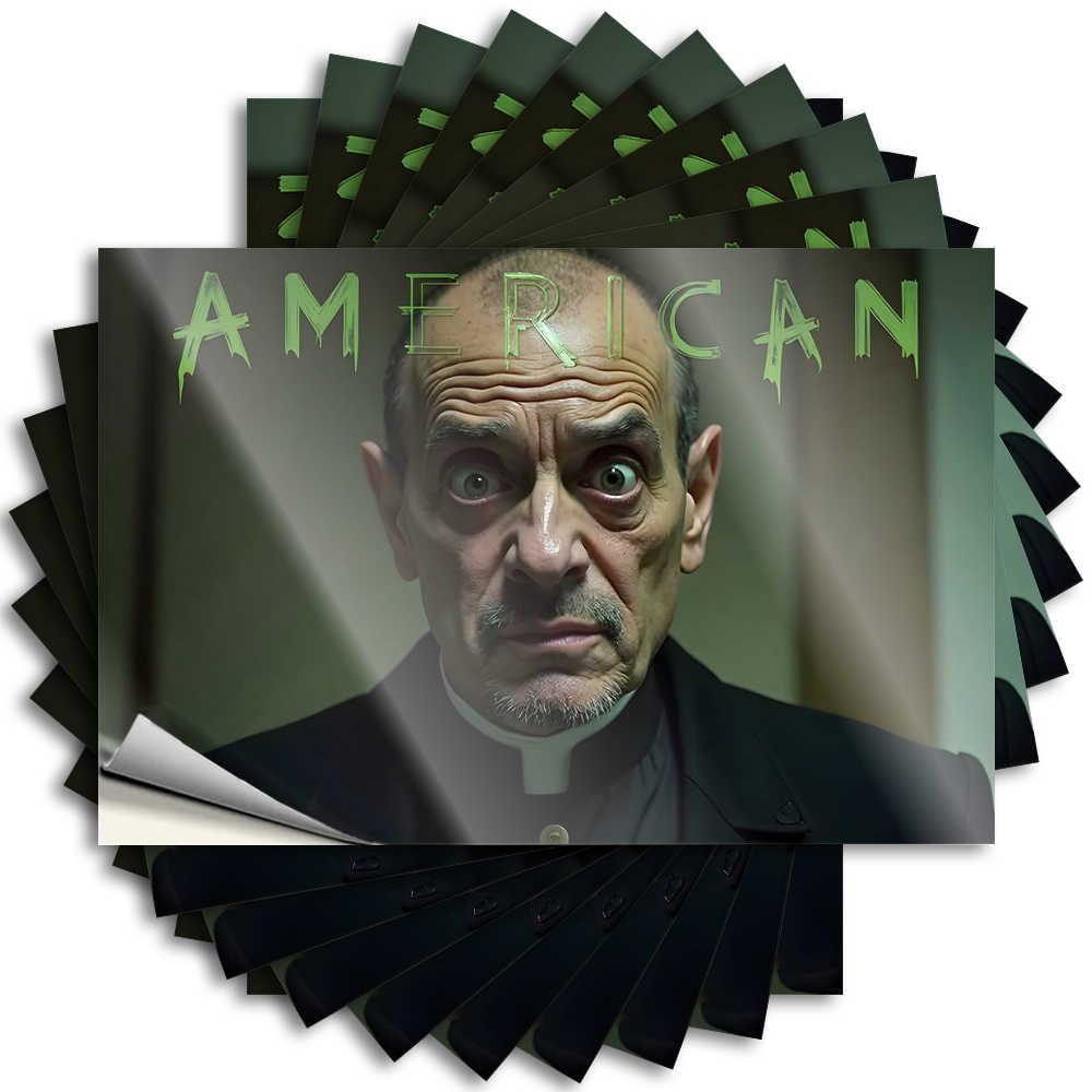 American Priest's Haunting Gaze: A Portrait of Devotion and Myste Bedroom Decorations Gamer DIY | Punk Sticker Bottle Removable Vinyl Sticker Decal(12X18CM)