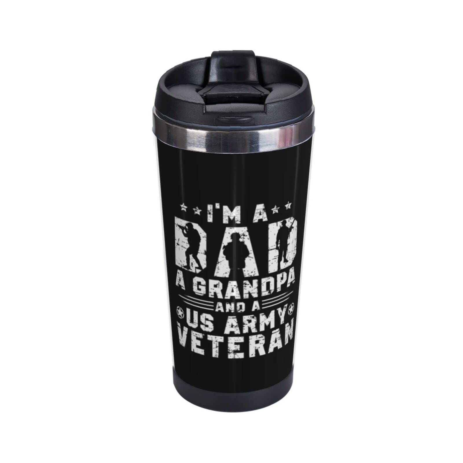 I'M A Dad Grandpa And A Us Army Veteran Nothing Scares Me Portable Coffee Thermos Cup Stainless Steel With Lid Double Wall Insulation Travel Mug Reusable For Outdoor