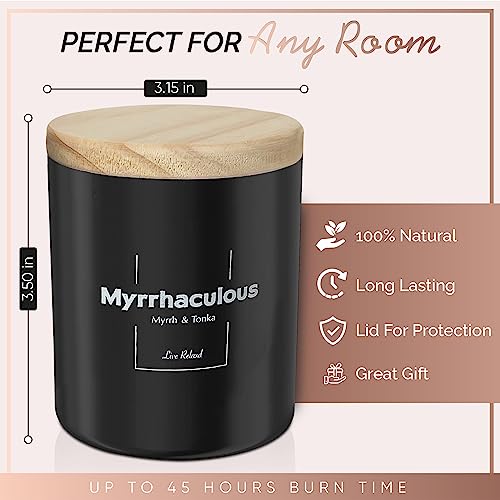 Relaxd Premium Myrrh & Tonka Scented Natural Soy Wax Candle (Myrrhaculous), Large, Long Lasting Aromatherapy Essential Oil Candles #TOP5