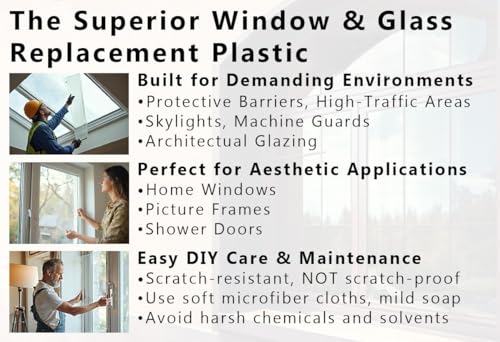 Image of Clear Polycarbonate Sheet 24 inch x 36 inch (1 /2 inch Thick) | Stronger Than Plexiglass Sheets, UV, Impact, Weather Resistant, Sizes Nominally Cut +-1 /8 inch, Made in USA