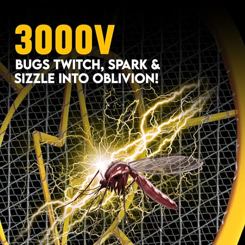 Image of DEVOGUE Pack of 2 Electric Fly Swatter Bug Zapper Battery Operated Flies Killer Indoor & Outdoor Pest Control Mosquito and Insect Catcher Racket (Packing May Vary)