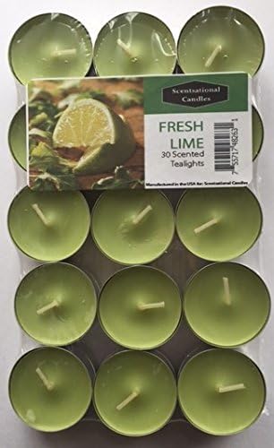 Scentsational Candles Tealight Candles - Made in the USA - Exclusive New Feature: Sealed in a Reclosable Bag to Preserve Scent and Safe Storage 30 Pack - (Lime)