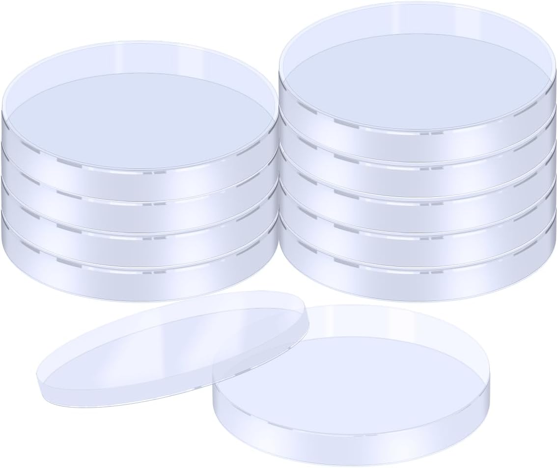 10 Pack Plastic Petri Dishes with Lids,120 x 15mm Bioresearch Sterile Petri Dish,Culture Dishes for School Science Projects,Seeding,Storage,Biological Themed Party,Lab Jelly Science Party