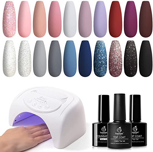 Beetles 20 Pcs Gel Nail Polish Kit, Modern Muse Collection with 48W Powerful UV Nail Light Curing Gel Nail Polish Gel Set/Base Gel/Top Coat