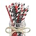 100 Piece - Black, White and Red Paper Drinking Straws - Stripes and Polka Dots - Party Decorations Perfect for Kids 1st Birthday Parties, Cocktails, Ladybug Party Supplies - Haute Soiree