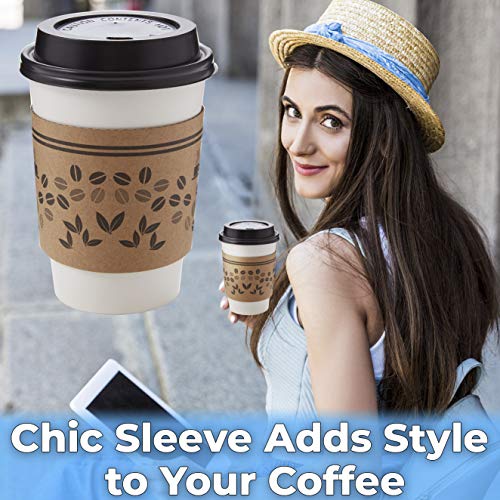 50Pk 12 Oz Disposable Coffee Cup Set With Sleeves, Lids, and Stirrers