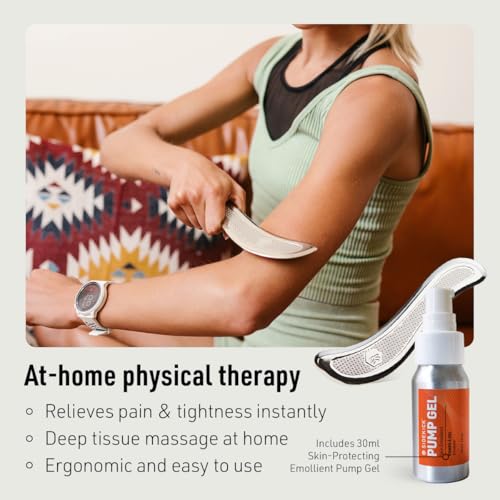 SIDEKICK Echo Muscle Scraper - Steel Gua Sha Tool - w/Patented Anti-Fatigue Grip - Full Kit Included – Designed for IASTM to Relieve Neck, Shoulder, Back and Muscle Pain - (Stainless Steel)