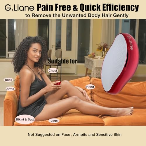 G.Liane Crystal Hair Eraser,Upgraded Painless Crystal Hair Remover,Effective Nano Glass Hair Removal Device and Skin Exfoliation,Body Epilator for Women and Men(Red) - Image 4
