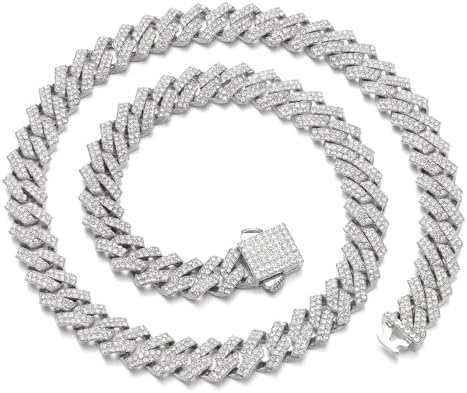 Saintda Mens Cuban Link Chain Men Iced Out Miami Cuban Chain Choker Necklace Dia