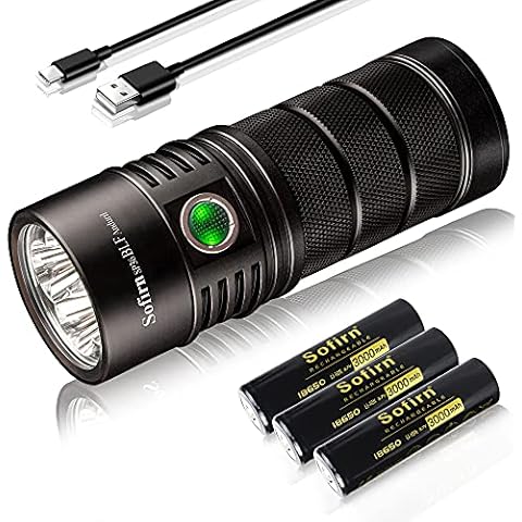 Led Torch, SP36 Powerful Flashlight 5500 Lumen BLF Anduril USB C Charging with 4X Samsung LH351D Powered by Rechargeable 18650 Battery Cover